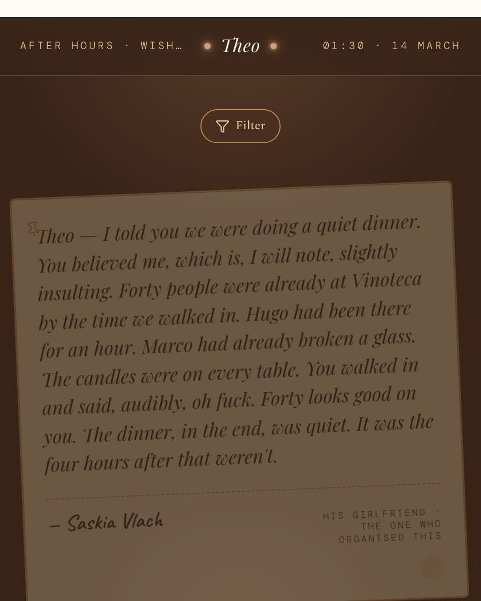 After Hours wish wall design example