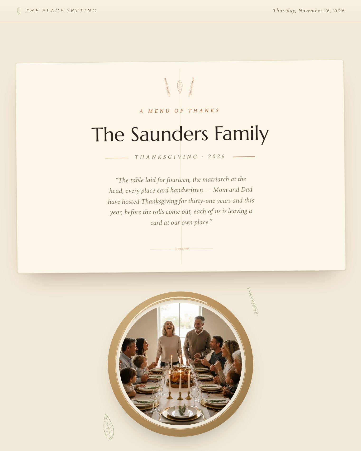 The Place Setting theme preview