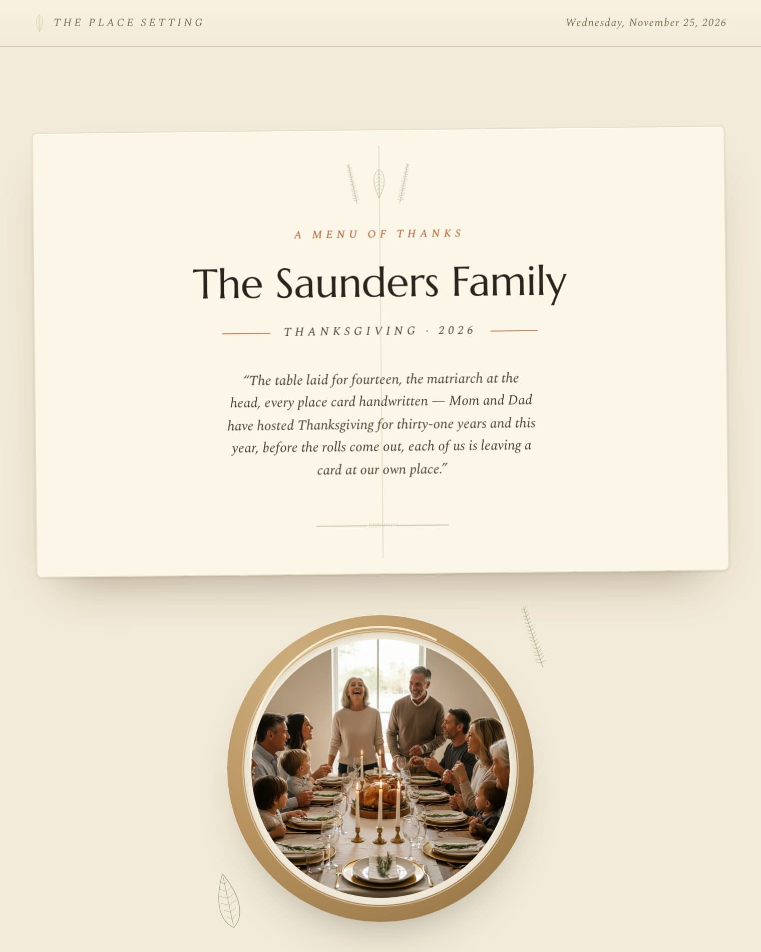 The Place Setting theme preview
