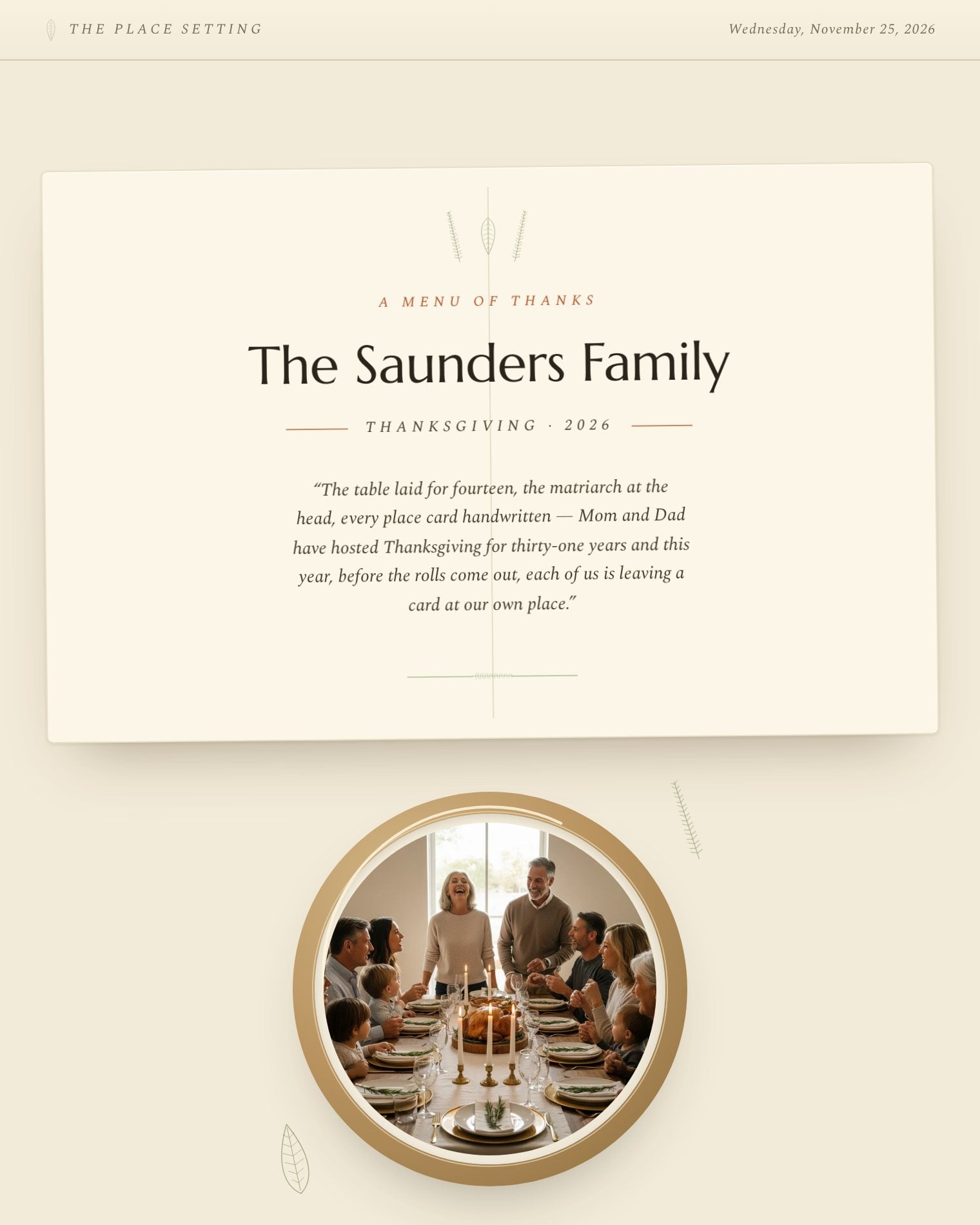 The Place Setting theme preview