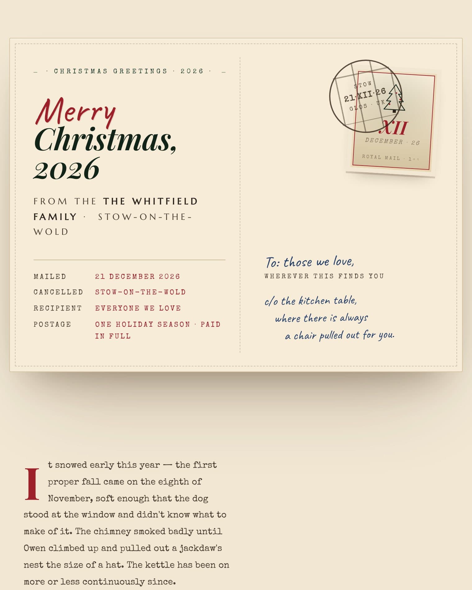 Winter Postcard theme preview
