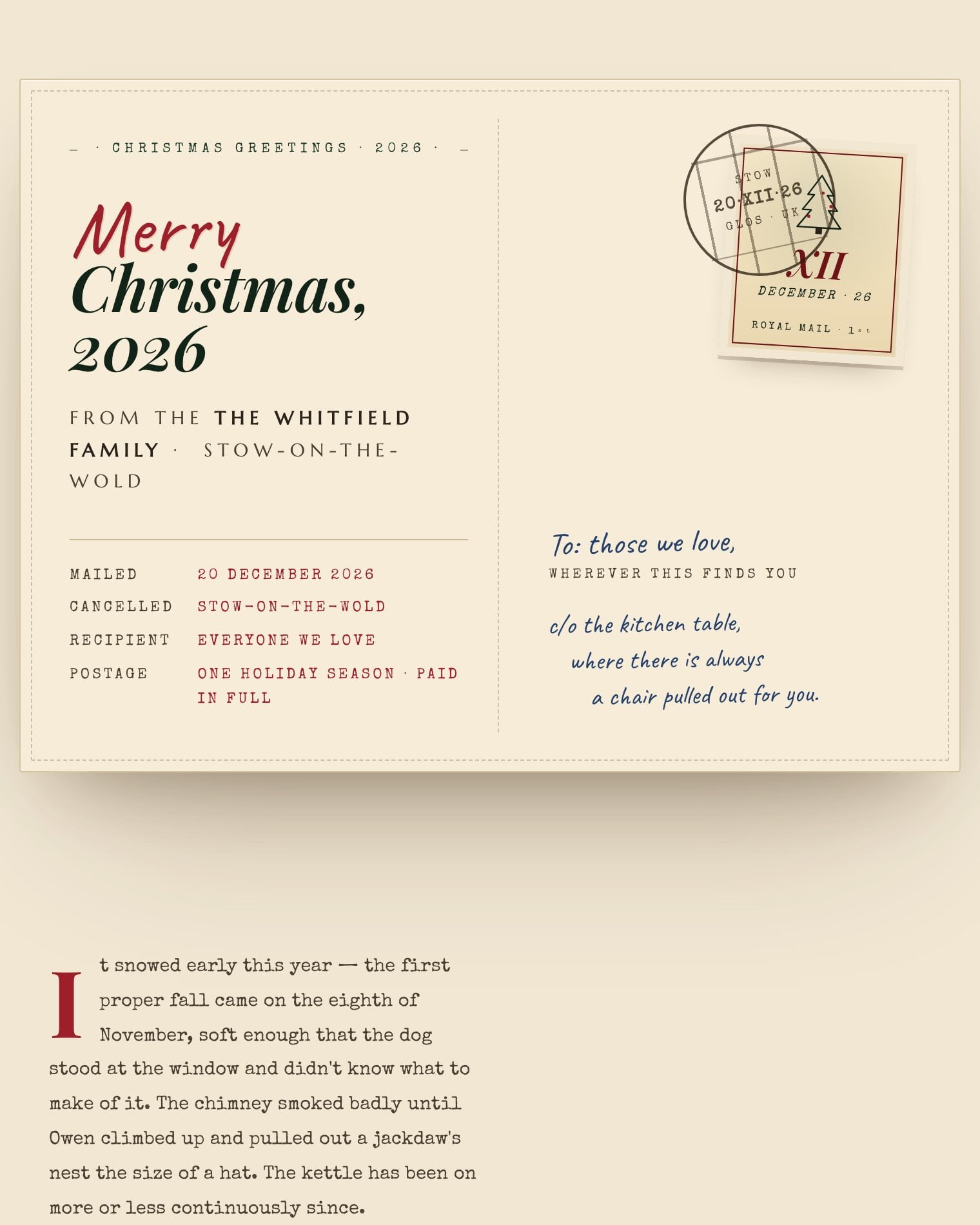 Winter Postcard theme preview