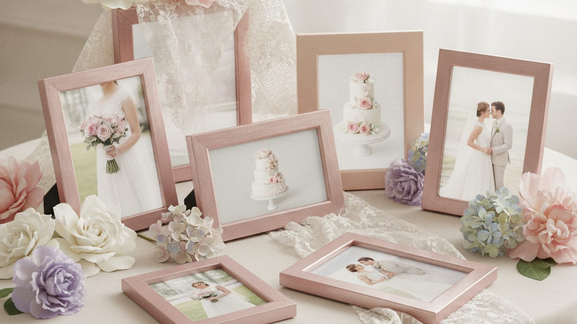 2027 Wedding Idea: Pink Frames for Pastel Palettes